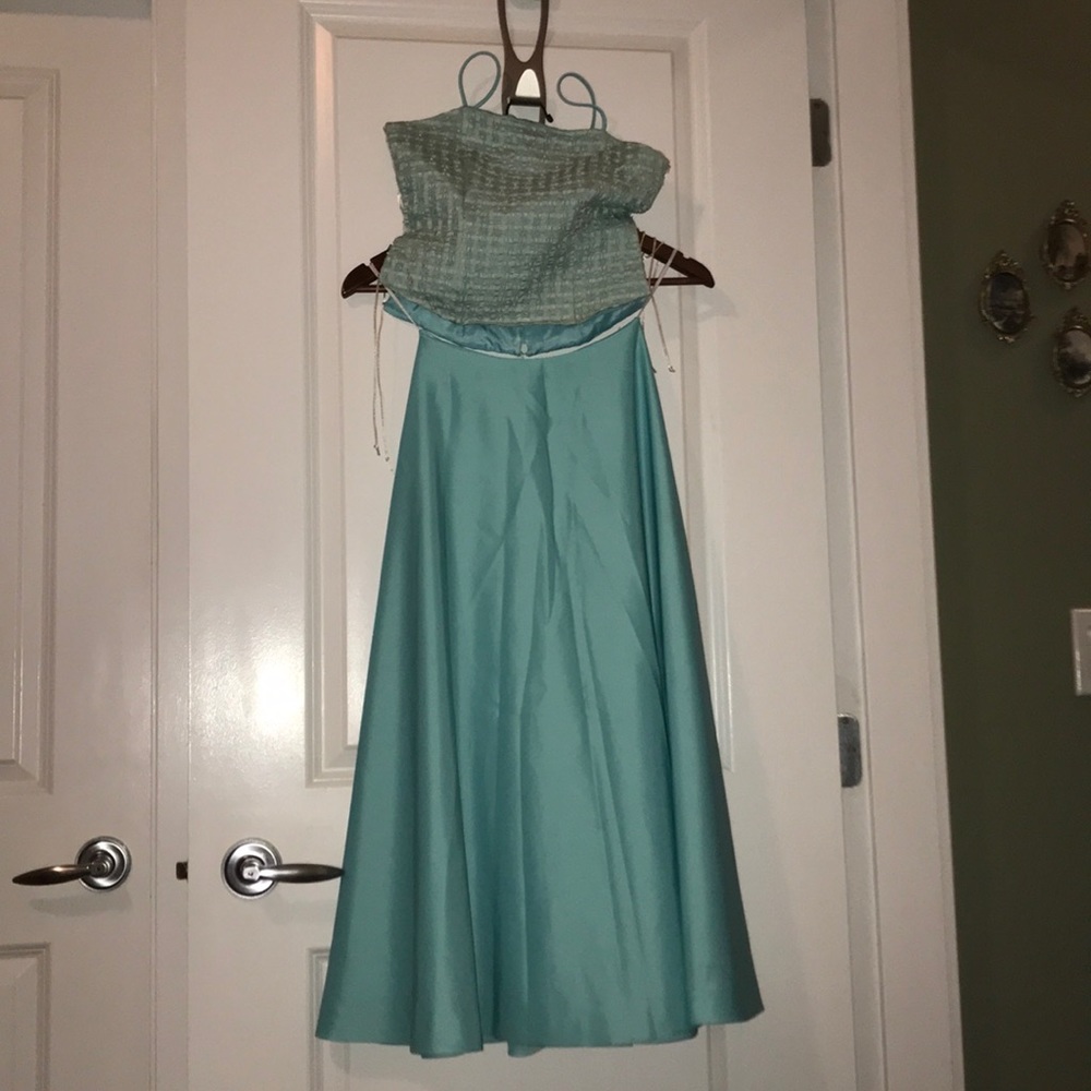 Custom made 3 piece turquoise gown